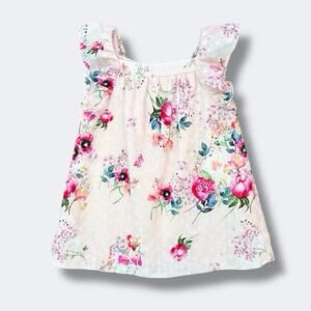 Zara Baby Girl Pink Floral Dress Ruffles 2/3y